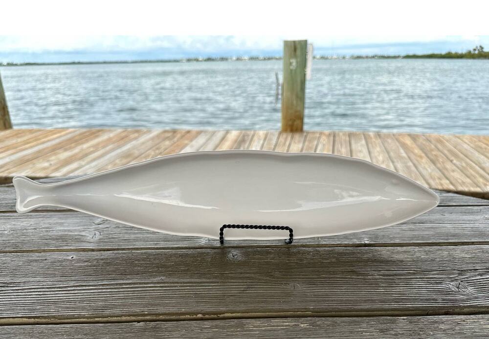 Home Essentials White Porcelain Olive Dish Hors D'oeuvres Plate 19.5” Long
